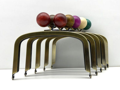 Wood-Bead Glue-In Kiss-Lock Purse Frames, 5" x 3 1/8" (12.5 x 8 cm) - Set of 5 Colors, Antique Bronze