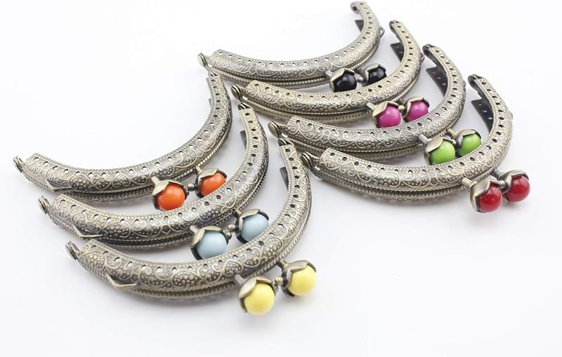 Half-Round Color-Ball Sew-In Kiss-Lock Purse Frame, 9 x 5 cm