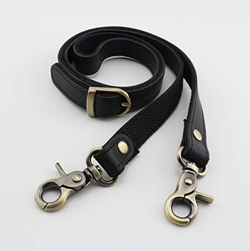 Adjustable Genuine Leather Shoulder Crossbody Bag Purse Strap Handles with Hooks for Bag Making Replacement / Black…
