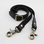 Adjustable Genuine Leather Shoulder Crossbody Bag Purse Strap Handles with Hooks for Bag Making Replacement / Black…