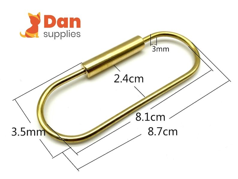 Solid Brass Screw-Lock Key Ring, Oval (8.7 x 3.5 cm)