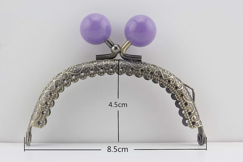 Half-Round Color-Ball Sew-In Kiss-Lock Purse Frame, 9 x 4 cm