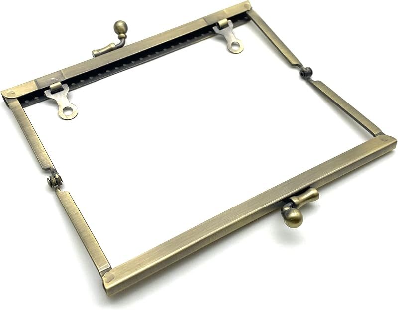 Rectangle Olive-Clasp Sew-In Kiss-Lock Purse Frame, 15 x 7 cm