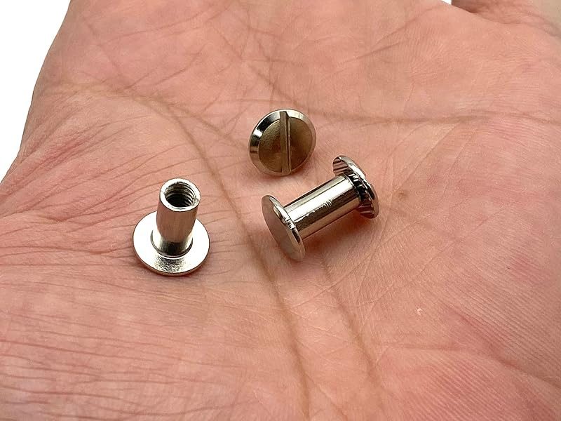 Iron Round Chicago Binding Screw Rivets Concho Screw Button Nail Rivet for DIY Leather Decoration Bookbinding / Nickel…