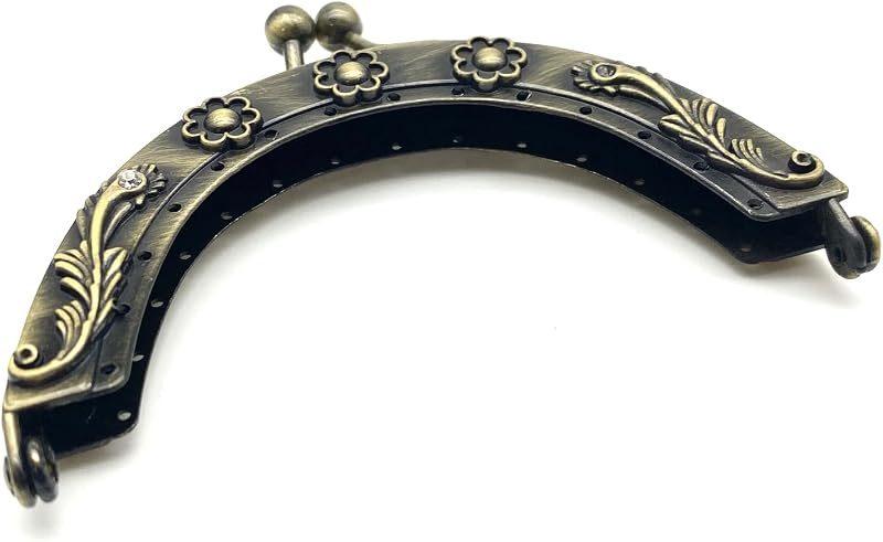 Vintage Embossed Sew-In Kiss-Lock Purse Frame, 3 1/2" x 2" (9 x 5 cm)