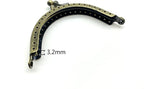 Half-Round Sew-In Kiss-Lock Purse Frame, 3" x 1 5/8" (7.5 x 4 cm)