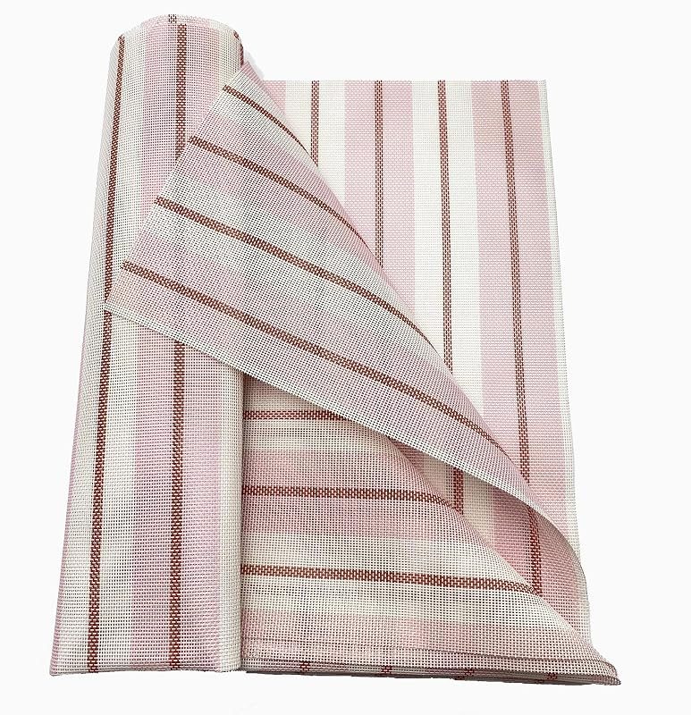 Vinyl Mesh Fabric by the Yard, 1x1 Open Weave Striped PVC Coated Polyester