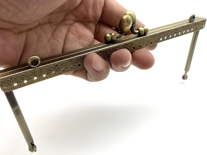 Rectangle Olive-Clasp Sew-In Kiss-Lock Purse Frame, 19 x 7.5 cm