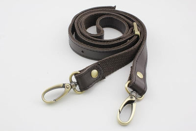 Adjustable Genuine Leather Shoulder Crossbody Bag Purse Strap Handles with Hooks for Bag Making Replacement / Deep Brown - Leather Handle - 46 3/8" (118 cm)