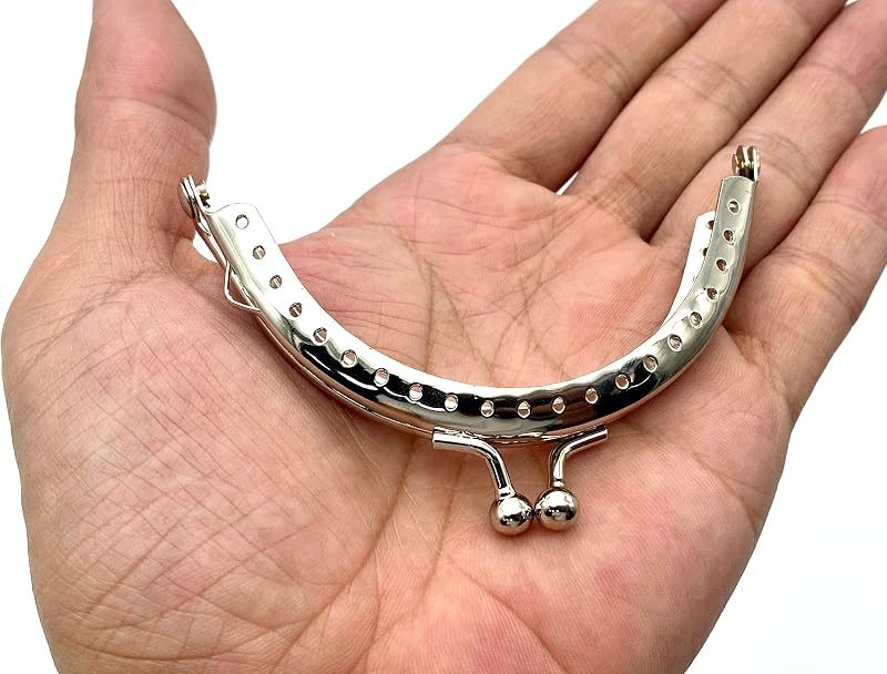 Sew-In Kiss-Lock Purse Frame, 3 3/8" x 1 3/4" (8.5 x 4.5 cm) - 6mm Ball Clasp