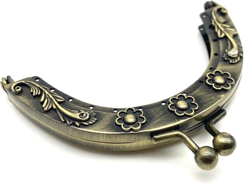 Vintage Embossed Sew-In Kiss-Lock Purse Frame, 3 1/2" x 2" (9 x 5 cm)