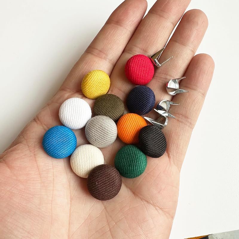 64 Buttons in 12 Color Baseball Cap Hat Button Repair kit with Tools Replacement