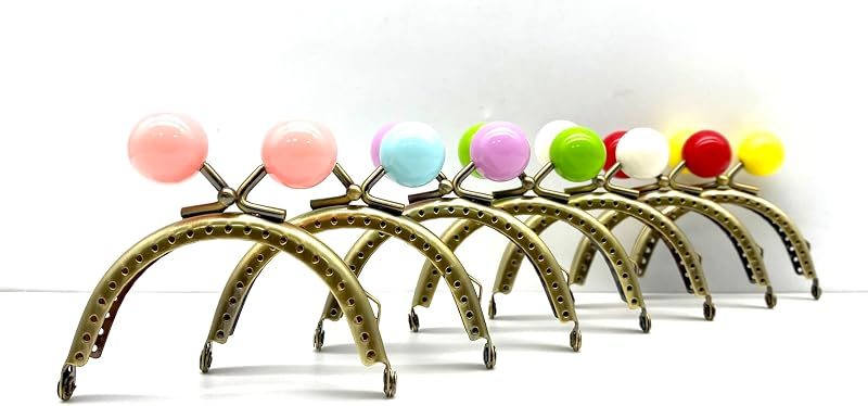 Half-Round Color-Ball Sew-In Kiss-Lock Purse Frame, 8.5 x 5 cm