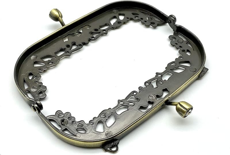 Vintage Embossed Sew-In Kiss-Lock Purse Frame, 4 3/4" x 2" (12 x 5 cm)