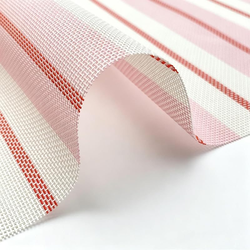 Vinyl Mesh Fabric by the Yard, 1x1 Open Weave Striped PVC Coated Polyester