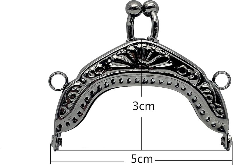 Vintage Embossed Sew-In Kiss-Lock Purse Frame, 2" x 1 3/16" (5 x 3 cm)