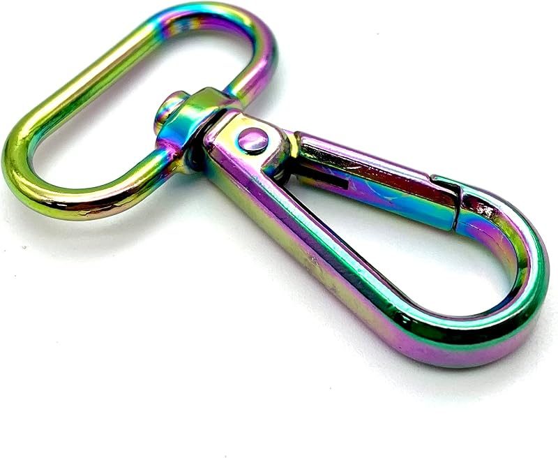Rainbow Push-Gate Swivel Snap Hook, Flat D Eye (1")