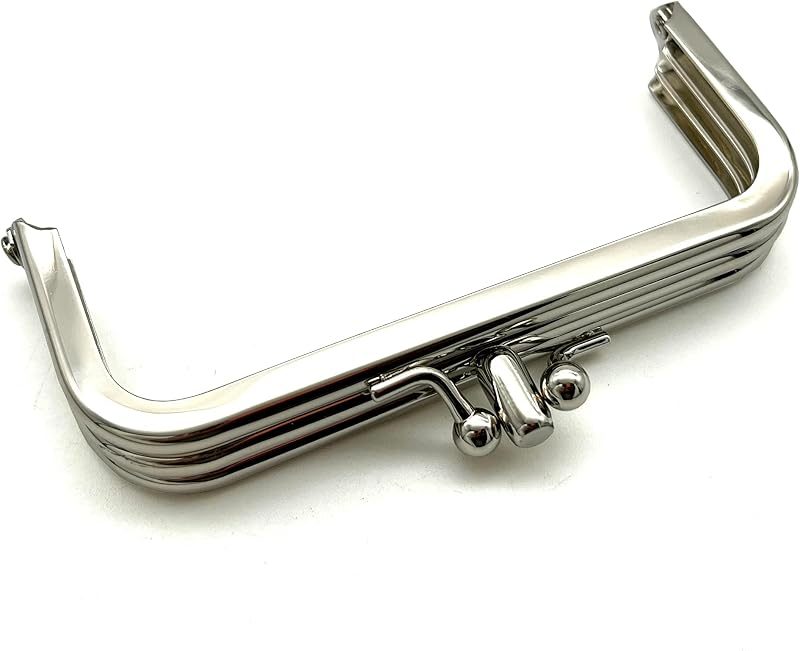 Rectangle Double-Pocket Glue-In Kiss-Lock Purse Frame, 4" x 2" (10 x 5 cm)