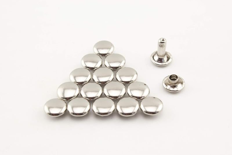 Double Flat Rivet Solid Brass Double Cap, Purse Rivet Studs for Leather Bag Making Clothing Shoes