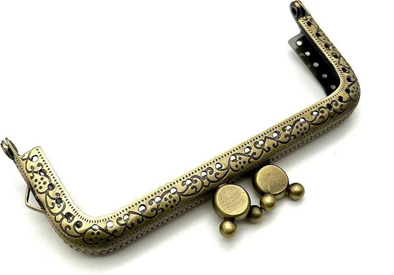 Rectangle Sew-In Kiss-Lock Purse Frame, 4 1/4" x 1 3/4" (11 x 4.5 cm) - Large 12mm Ball Clasp