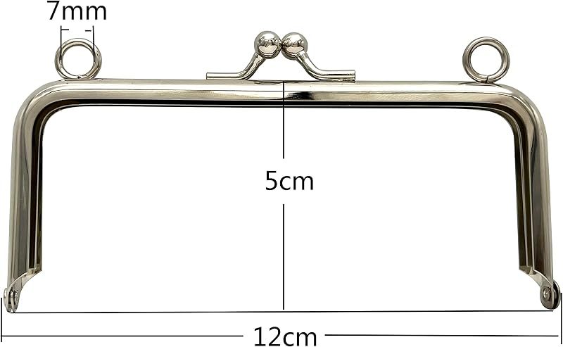Rectangle Glue-In Kiss-Lock Purse Frame, 4 3/4" x 2" (12 x 5 cm)