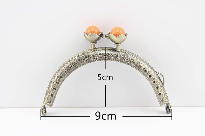 Half-Round Color-Ball Sew-In Kiss-Lock Purse Frame, 9 x 5 cm