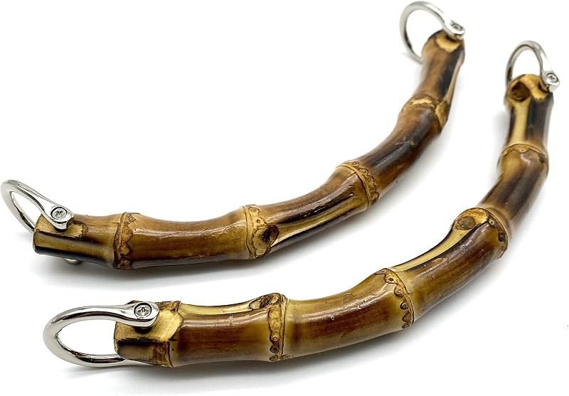 U Shape Bamboo Bag Purse Handles with D Ring for Knitting Bag Purse Handle Making / Natural