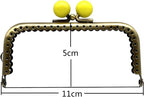 Heart Color-Ball Sew-In Kiss-Lock Purse Frame, 11 x 5 cm