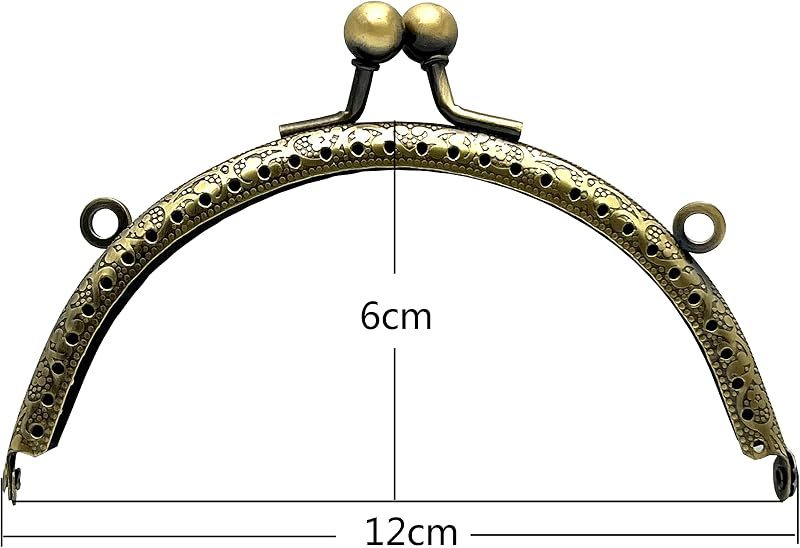 Half-Round Sew-In Kiss-Lock Purse Frame, 4 3/4" x 2 3/8" (12 x 6 cm)