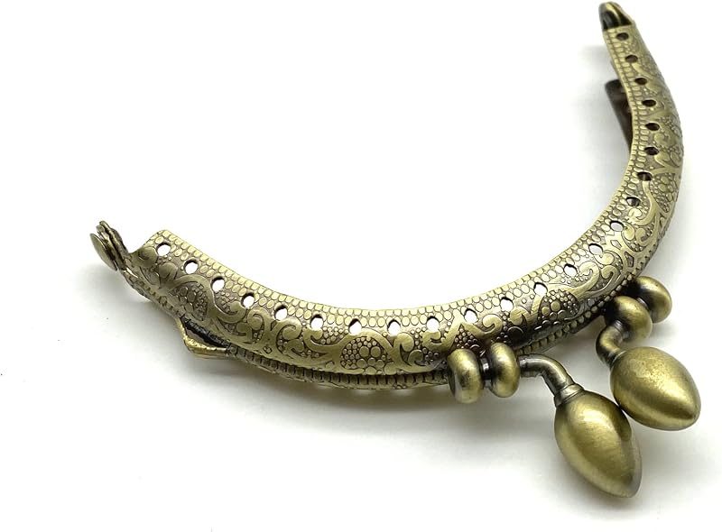 Half-Round Olive-Clasp Sew-In Kiss-Lock Purse Frame, 3 3/8" x 1 3/4" (8.5 x 4.5 cm)