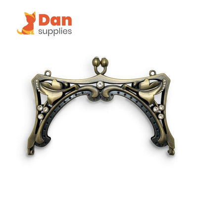 Vintage Embossed Sew-In Kiss-Lock Purse Frame, 5.91" (15 cm)
