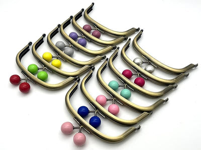 Half-Round Color-Ball Glue-In Kiss-Lock Purse Frame, 11 x 5 cm