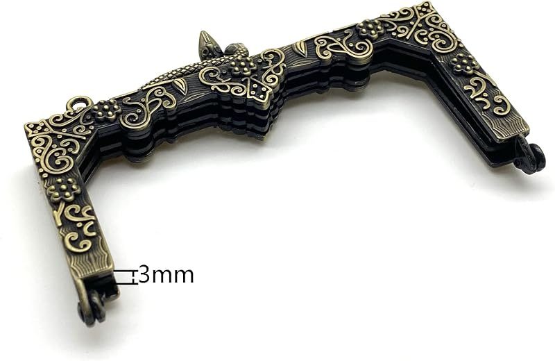 Rectangle Vintage Embossed Screw-In Kiss-Lock Purse Frame