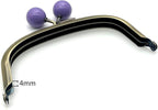 Half-Round Color-Ball Glue-In Kiss-Lock Purse Frame, 11 x 5 cm