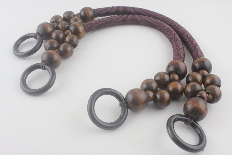 Wood Beads Rope Bag Purse Handles for Knitting Bag Purse Handle Making 19" (46 cm) Deep Brown