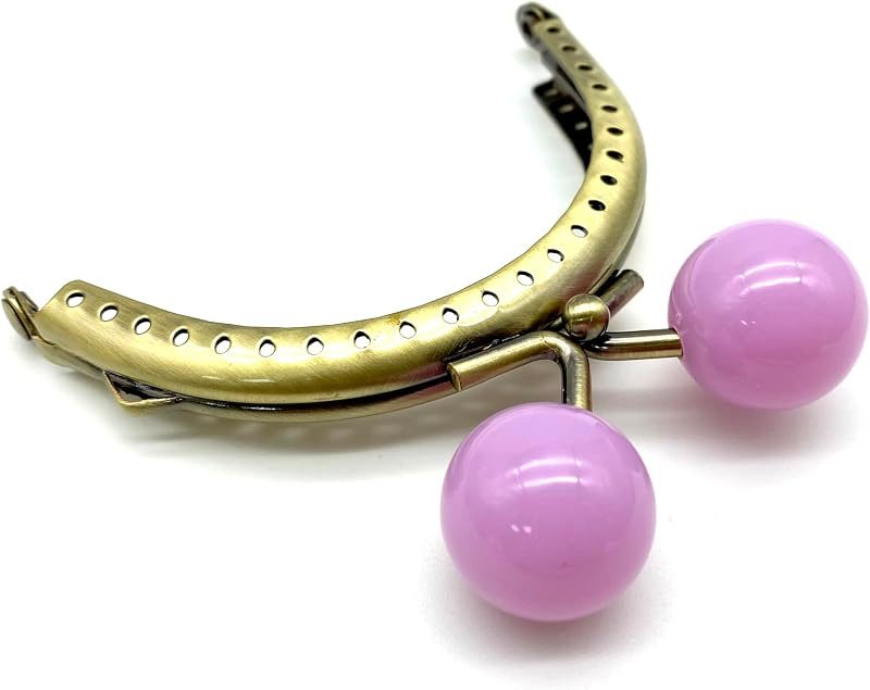 Half-Round Color-Ball Sew-In Kiss-Lock Purse Frame, 8.5 x 5 cm