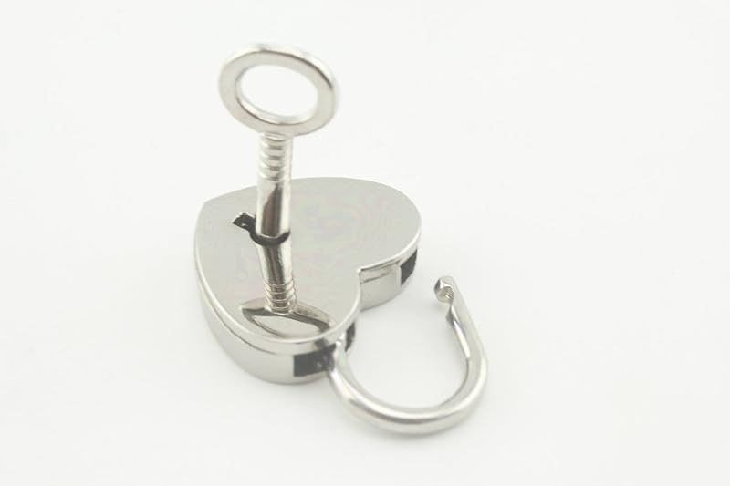 Bag Purse Clutch Padlock with Key Heart Shape zinc alloying for Jewelry Necklace Charm Box Making Hardware
