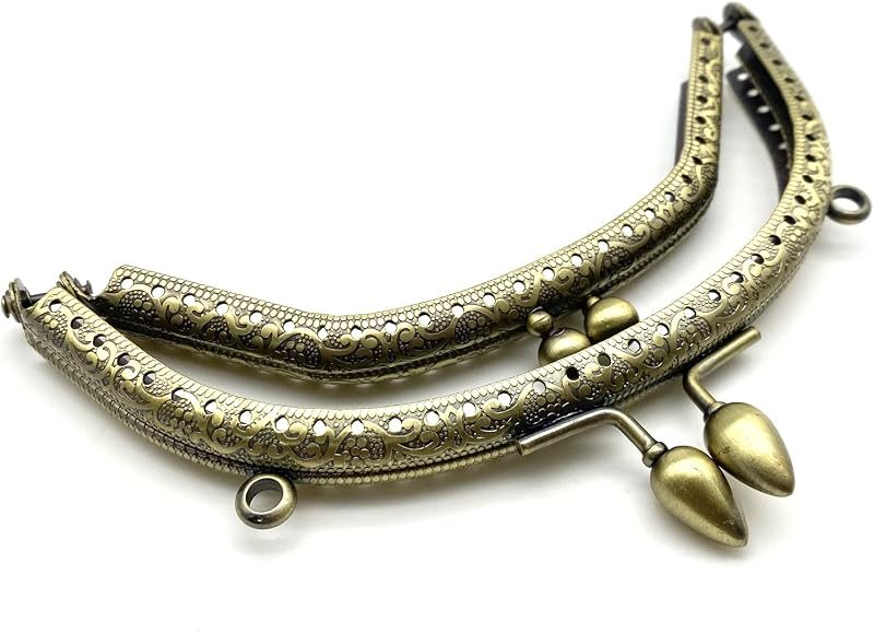 Half-Round Double-Pocket Sew-In Kiss-Lock Purse Frame, 5 5/16" x 2 9/16" (13.5 x 6.5 cm)