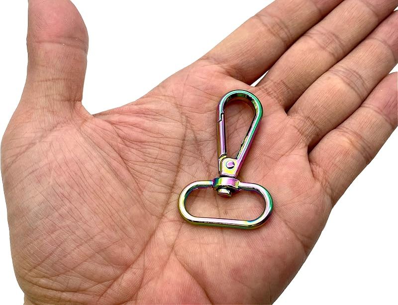 Rainbow Push-Gate Swivel Snap Hook, Flat D Eye (1")