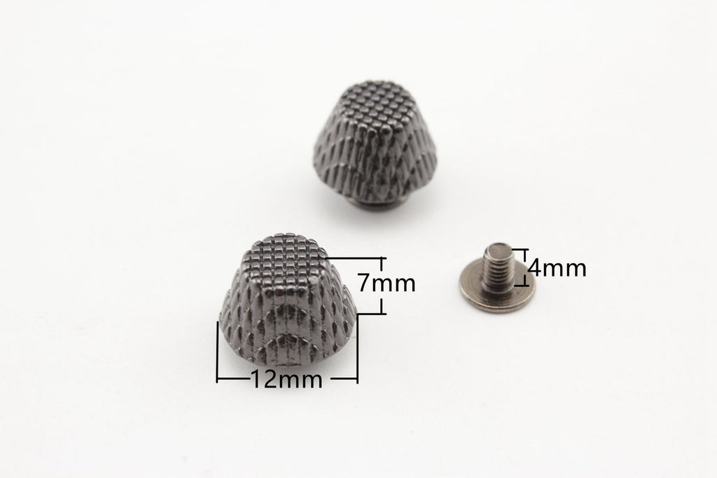 12mm flat cone Alloy screw rivet purse feet Gunmetal Black Gold Light gold