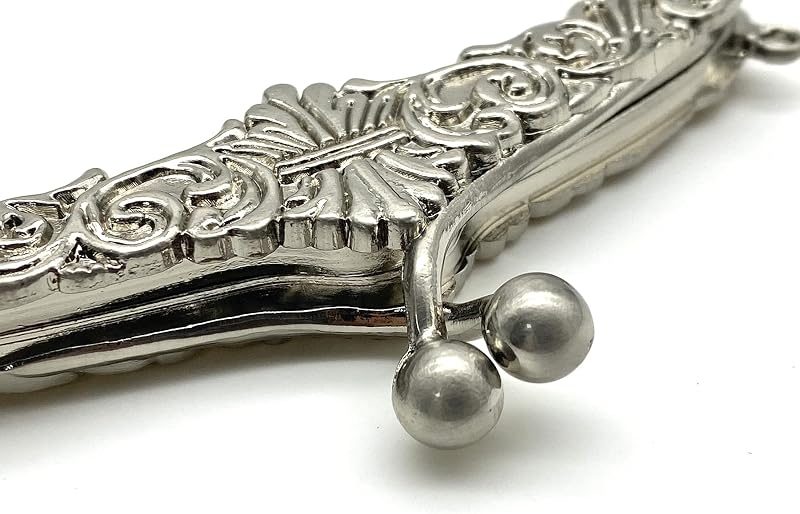 Vintage Embossed Screw-In Kiss-Lock Purse Frame, 5 5/16" x 2 9/16" (13.5 x 6.5 cm)