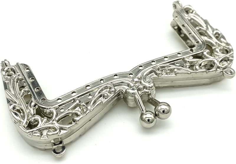 Vintage Embossed Sew-In Kiss-Lock Purse Frame, 4" (10-11 cm)