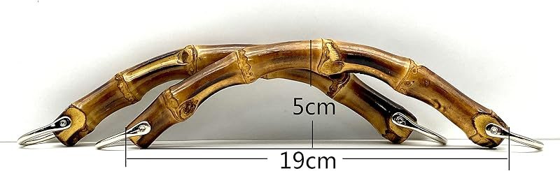 U Shape Bamboo Bag Purse Handles with D Ring for Knitting Bag Purse Handle Making / Natural