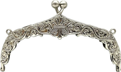 Vintage Embossed Screw-In Kiss-Lock Purse Frame, 5 5/16" x 2 9/16" (13.5 x 6.5 cm)