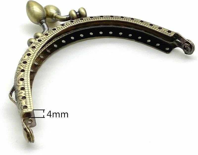 Half-Round Olive-Clasp Sew-In Kiss-Lock Purse Frame, 3 3/8" x 1 3/4" (8.5 x 4.5 cm)