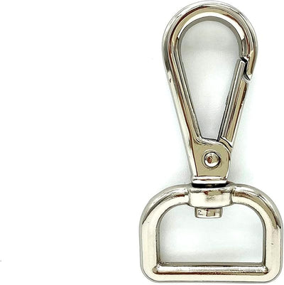 Pear Push-Gate Swivel Snap Hook, D-Ring Eye (3/4") - Nickel
