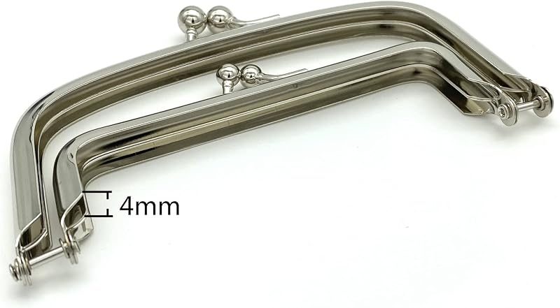 Rectangle Double-Pocket Glue-In Kiss-Lock Purse Frame, 12 x 5.5 cm