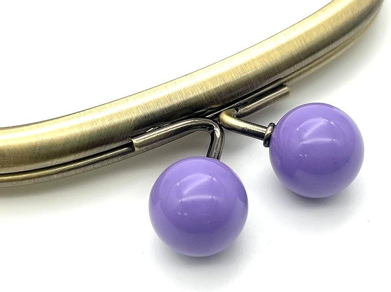Half-Round Color-Ball Glue-In Kiss-Lock Purse Frame, 11 x 5 cm