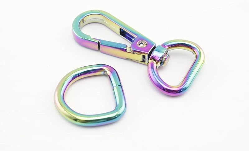 Dog Leash Purse snap Swivel Hooks and D Rings for Bag Purse Dog Collar Making Repair / Rainbow Colorful