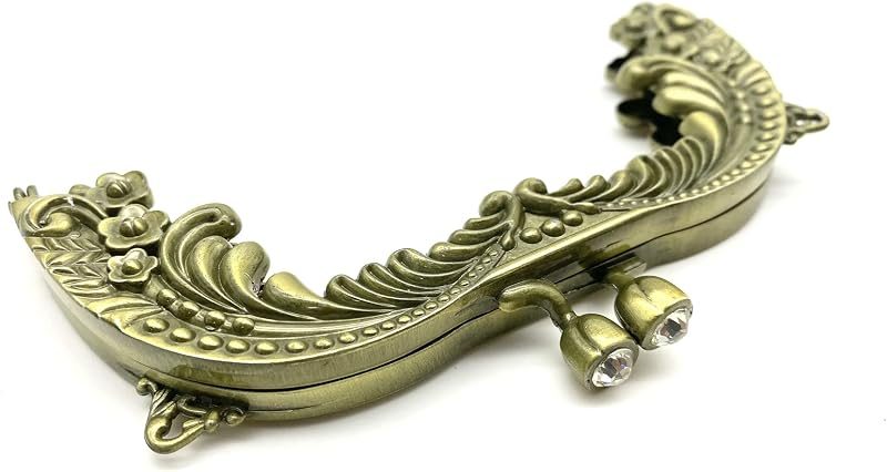 Vintage Embossed Screw-In Kiss-Lock Purse Frame, 5" x 2 3/16" (12.5 x 5.5 cm) - Openwork Leaf